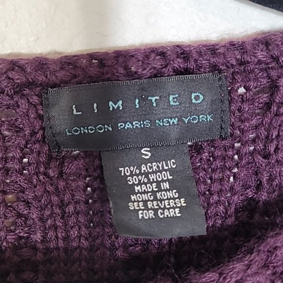 Vintage The Limited Womens Chunky Knit Henley Sweater Size S Purple Wool Blend - Picture 2 of 13
